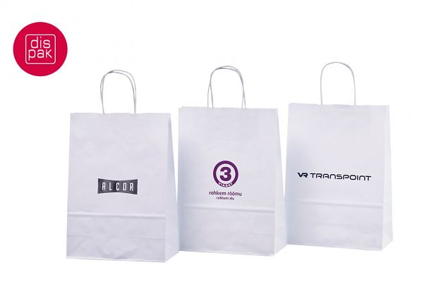 valkoinen edullinen ja tyylik�s paperikassi painatuksella 