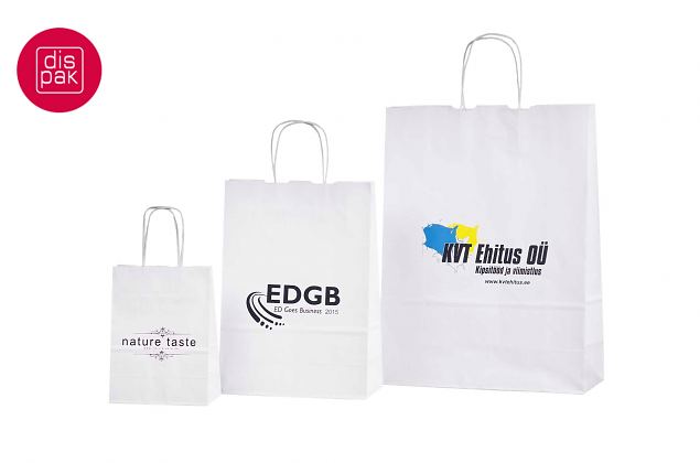 valkoinen edullinen ja tyylik�s paperikassi logolla 