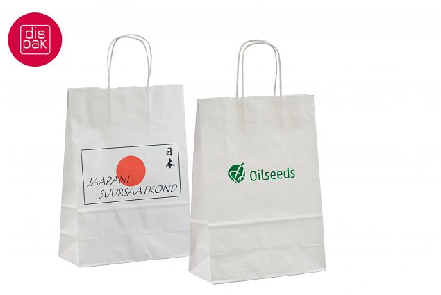 valkoinen paperikassi omalla 1-v�ripainatuksella 