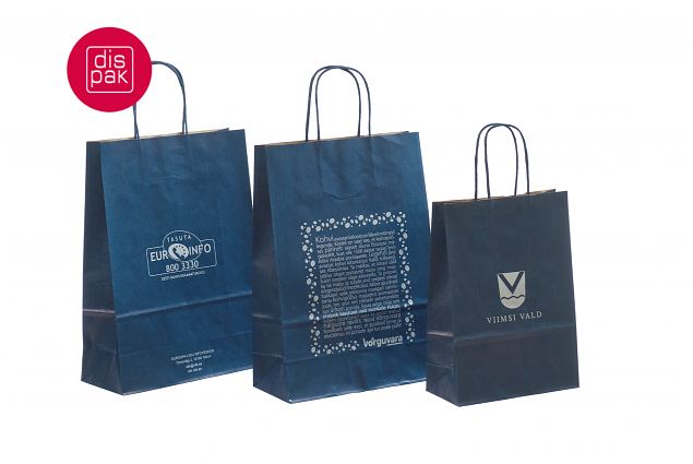 sininen ny�rik�densijallinen paperikassi painatuksella 