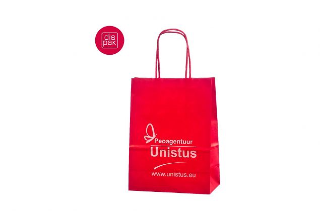 punaiset ny�rik�densijalliset paperipussit omalla painatuksella 