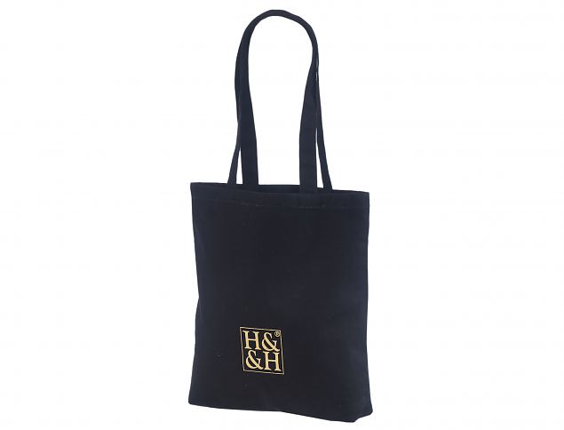 Well-designed, high-quality black color tote bags. Minimum order with personal print is 50 pcs. 