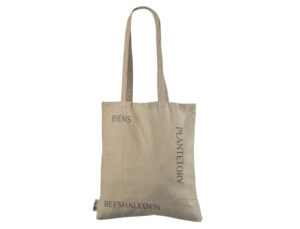 Blått handlenett i resirkulert bomull. Mål 38×42 cm