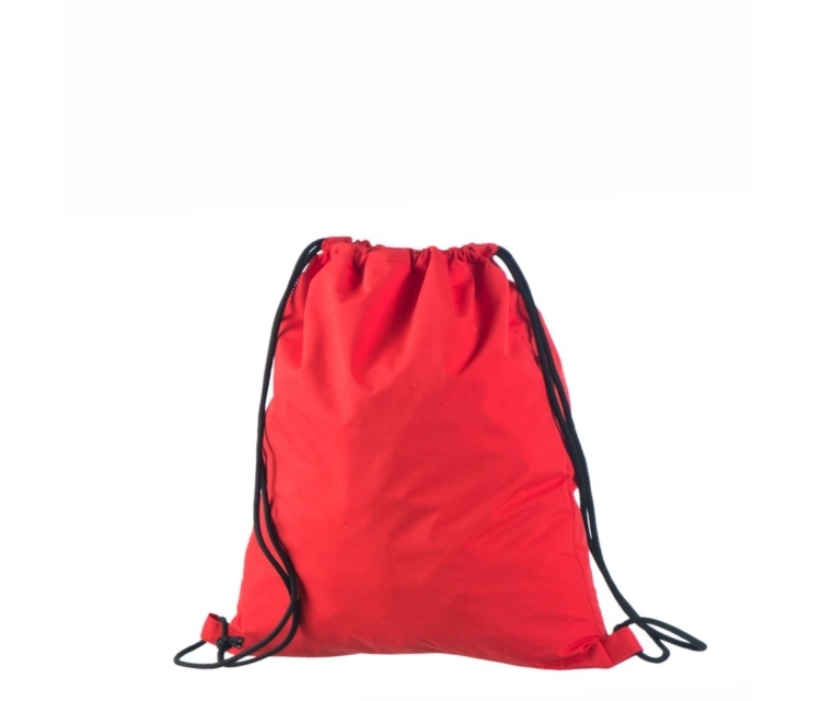 Rød ryggsekk av vannavstøtende nylon. Mål 35×45 cm