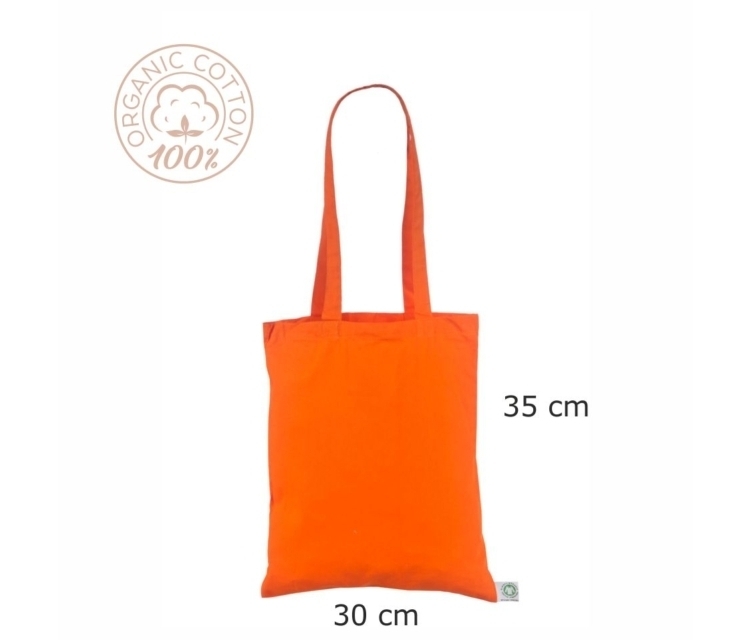 Oransje handlenett av økologisk bomull 30×35 cm