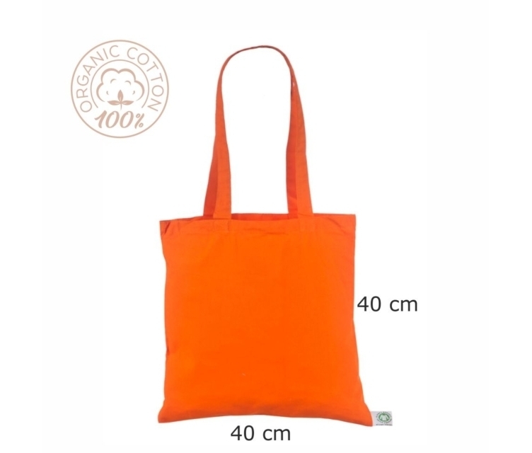Oransje handlenett av økologisk bomull 40×40 cm