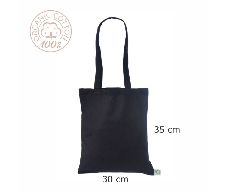 Svart handlenett av økologisk bomull.30×35 cm
