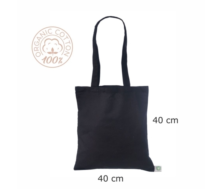 Svart handlenett av økologisk bomull 40×40 cm