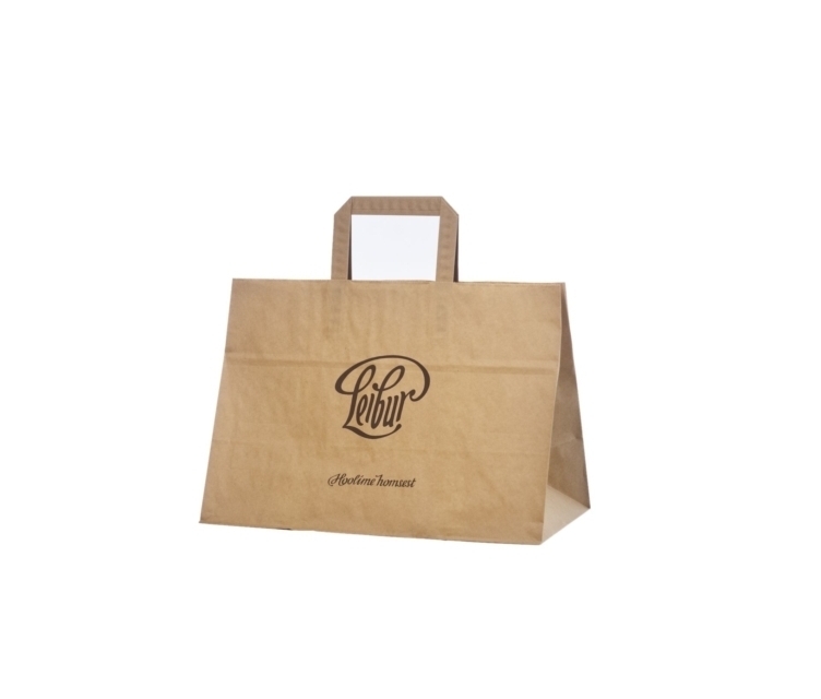 Kraftpapir take-away pose 35x17x24,5 cm med bedriftslogo