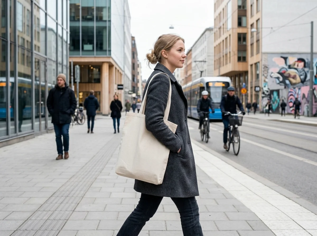 Stoffpose i bybildet
