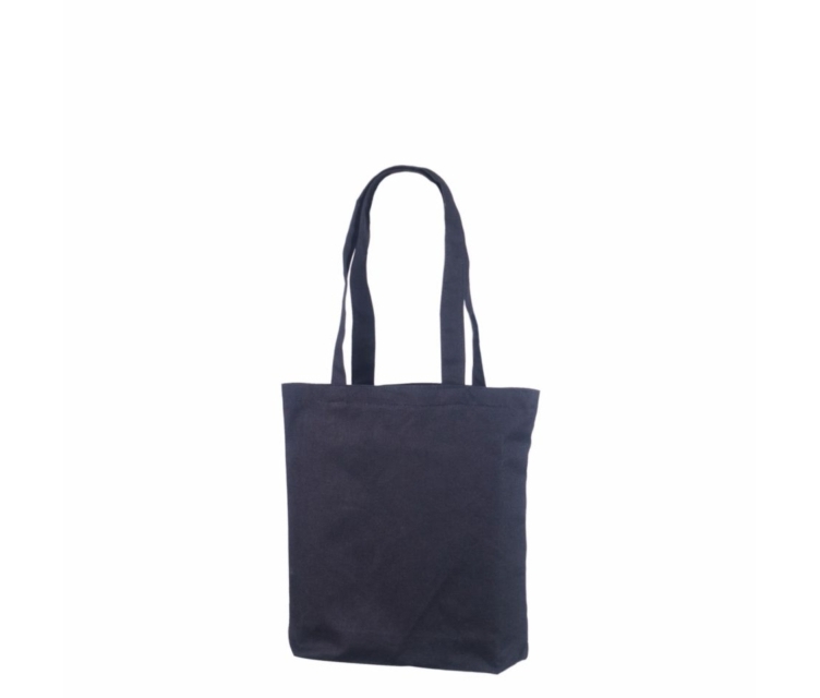 Svarte handlenett av slitesterk tekstil. Mål: 35×35+7 cm