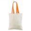 Handlenett av bomull med oransje håndtak. Mål 38×40 cm