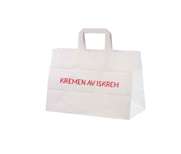 Hvit take-away pose 35x17x24,5 cm med bedriftslogo