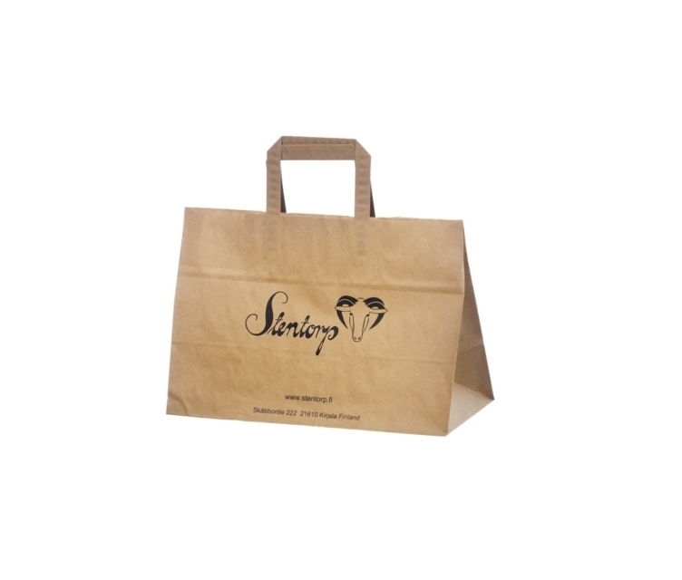 Kraftpapir take-away pose 35x17x24,5 cm med reklametrykk