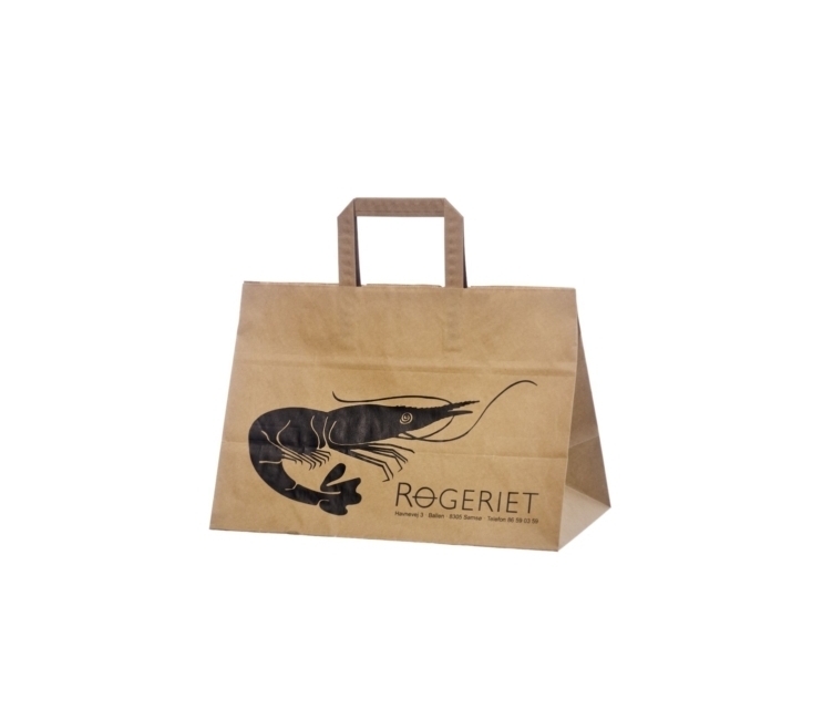 Kraftpapir take-away pose 35x17x24,5 cm med stilfullt trykk