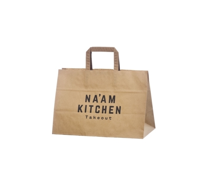 Kraftpapir take-away pose 35x17x24,5 cm med tilpasset trykk