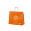 Oransje papirposer med bedriftslogo